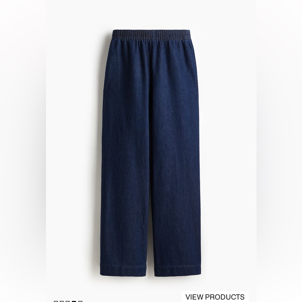 H&M Women's Navy Blue jeans Wide-Leg Pants size large - Picture 3 of 4